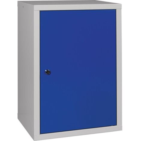 Armario de pared A600xL400xF300mm chapa maciza.1 chapa de acero BD gris claro / azul genciana