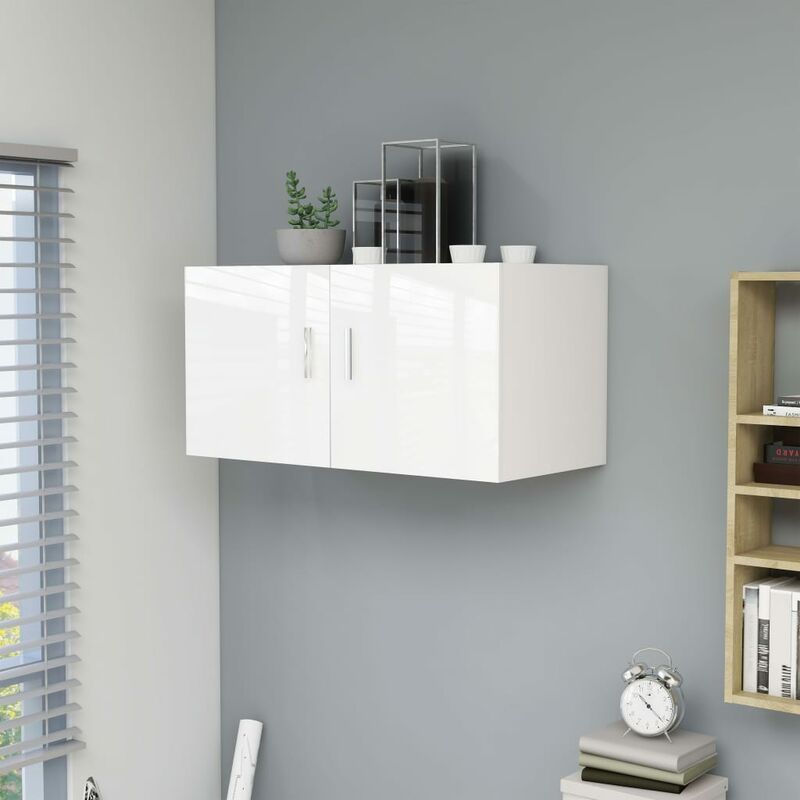 

Armario de pared aglomerado blanco brillante 80x39x40 cm