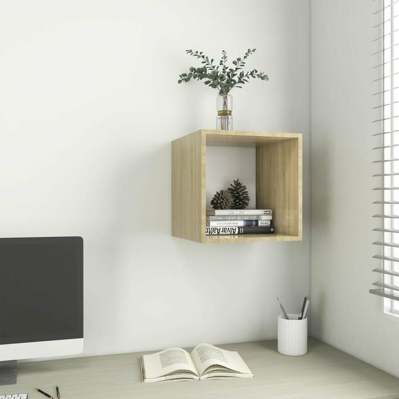 

Armario de pared aglomerado blanco roble Sonoma 37x37x37 cm