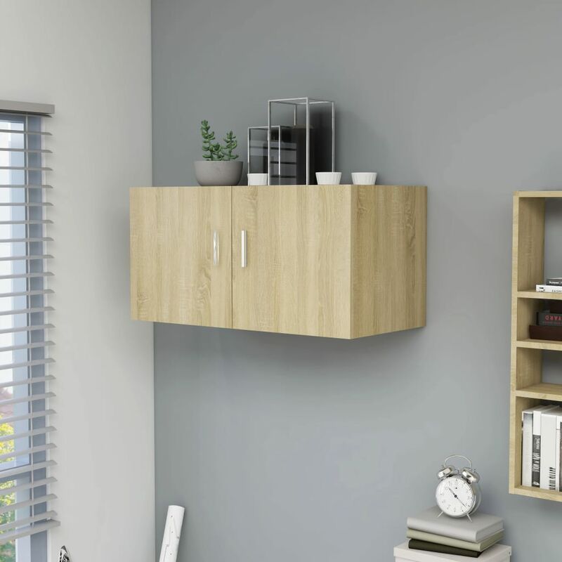 

Armario de pared aglomerado color roble Sonoma 80x39x40 cm - Marrón