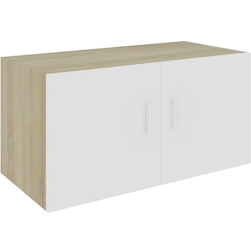 

vidaXL Armario de Pared Aglomerado 80x39x40 cm Blanco y Roble Sonoma - Blanco