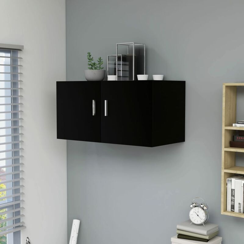 

Youthup - Armario de pared aglomerado negro 80x39x40 cm - Negro