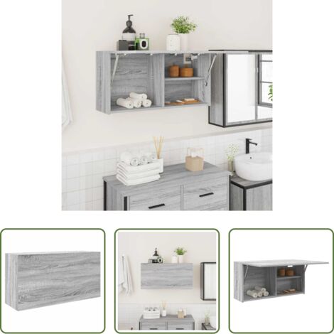 Armario de pared -  Armario de pared baño madera ingeniería gris sonoma 80x25x40 cm