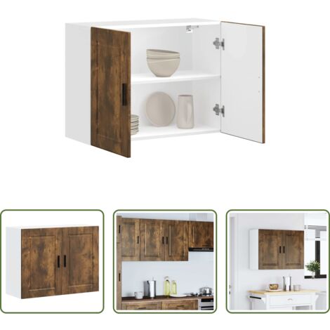 Armario de pared -  Armario de pared cocina Porto madera ingeniería roble ahumado