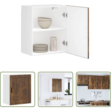 Armario de pared -  Armario de pared cocina Porto madera ingeniería roble ahumado