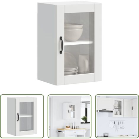 Armario de pared -  Armario de pared para cocina con puerta de cristal Porto blanco