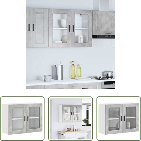 Armario de pared -  Armario de pared para cocina puerta cristal Porto gris hormigón