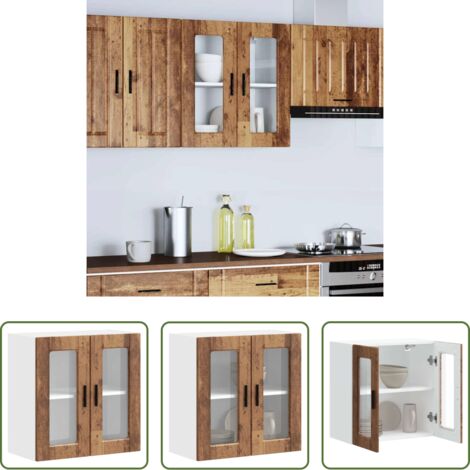 Armario de pared -  Armario de pared para cocina puerta cristal Porto madera vieja