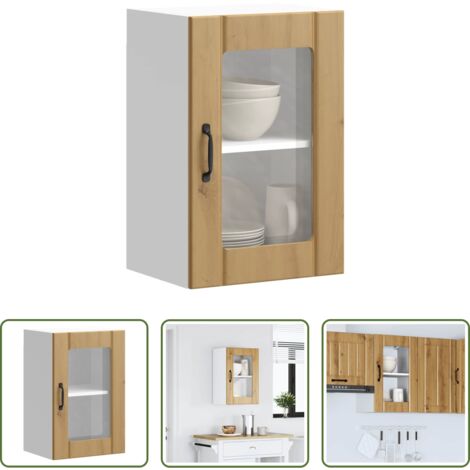 Armario de pared -  Armario pared para cocina puerta cristal Lucca roble artesanal