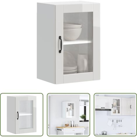 Armario de pared -  Armario pared para cocina puerta cristal Porto blanco brillante