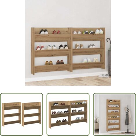 Armario de pared -  Armario Zapatero 2 pcs Roble artesanal 85 x 18 x 90 cm
