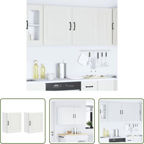 Armario de pared -  Armarios de pared cocina 2 uds Kalmar madera ingeniería blanca