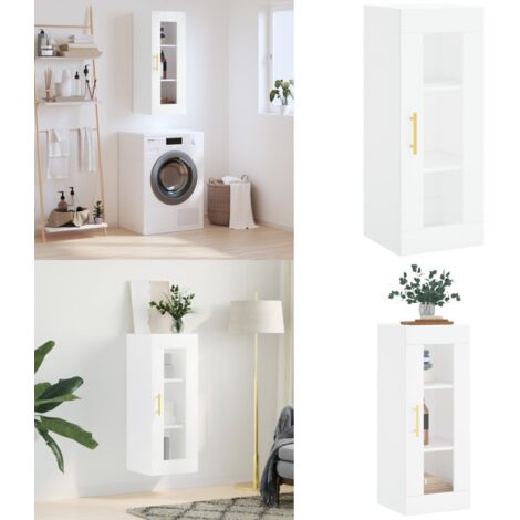 Armario de pared blanco 34,5x34x90 cm - Armario blanco - Armario de madera