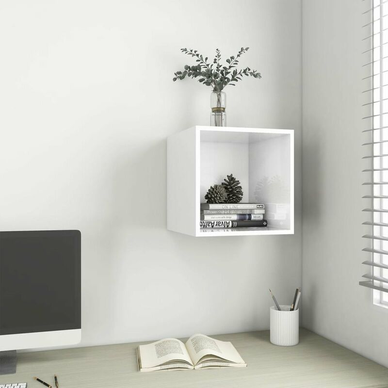 

Armario de pared blanco brillo aglomerado 37x37x37 cm