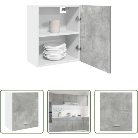 Armario de pared cocina -  Armario colgante "Lyon" de madera de ingeniería gris hormigón 50x31x60 cm