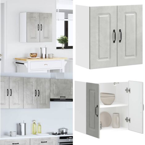Armario de pared cocina Kalmar madera ingeniería gris hormigón - Armario de pared - Almacenamiento cocina