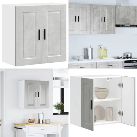 Armario de pared cocina Porto madera ingeniería gris hormigón - Armario de pared - Almacenamiento cocina