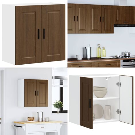Armario de pared cocina Porto madera ingeniería roble marrón - Armario de pared - Almacenamiento cocina