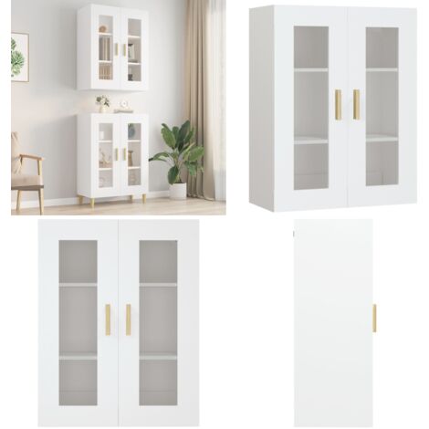 Armario de pared colgante blanco 69,5x34x90 cm - Armario de pared - Armario blanco