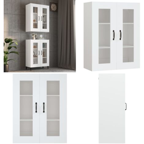 Armario de pared colgante blanco 69,5x34x90 cm - Armario de pared - Armario blanco