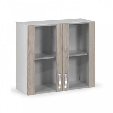 Armario de pared con dos puertas de olmo en madera de melamina H.72x80x32 cm