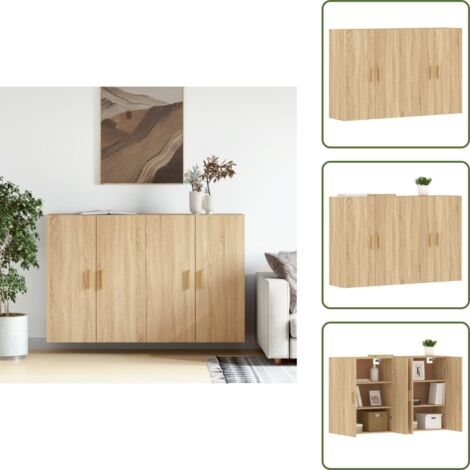 Armario de pared con espacio - vidaXL Armarios de pared 2 uds madera de ingeniería roble Sonoma - Armario de pared para casa