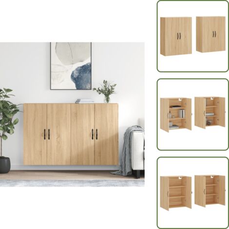 Armario de pared con espacio - vidaXL Armarios de pared 2 uds madera de ingeniería roble Sonoma - Armario de pared para casa