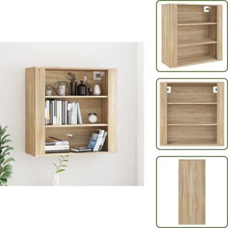 Armario de pared con estantes - vidaXL Armario de pared madera contrachapada roble sonoma 80x33x80 cm - Armario de pared decorativo