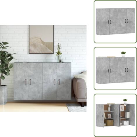 Armario de pared con madera contrachapada - vidaXL Armarios de pared 2 uds madera de ingeniería gris hormigón -