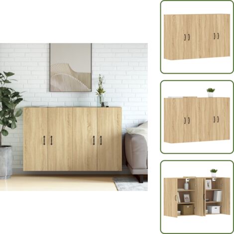 Armario de pared con madera - vidaXL Armarios de pared 2 uds madera de ingeniería roble Sonoma - Armario de almacenamiento