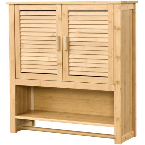 Armario de pared con toallero 66 x 62 x 20 cm bambú 030007675