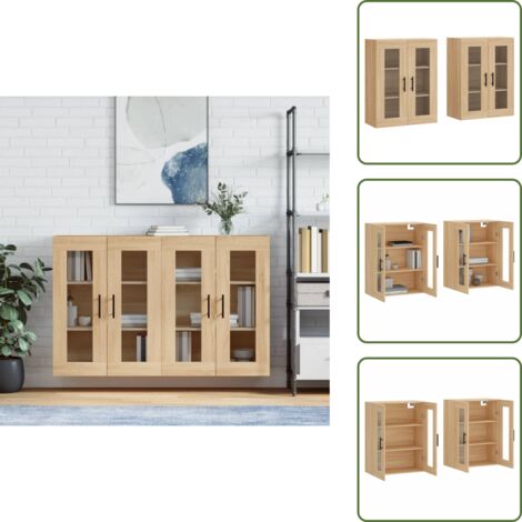 Armario de pared con vidrio - vidaXL Armarios de pared 2 uds madera de ingeniería roble Sonoma - Armario de almacenamiento