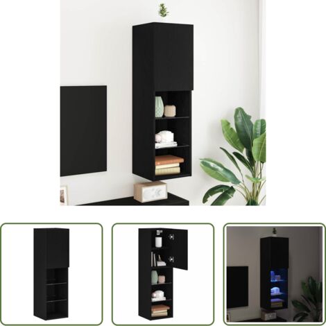 Armario de pared -  Conjunto de mueble de TV Roble Negro 30,5 x 30 x 102 cm