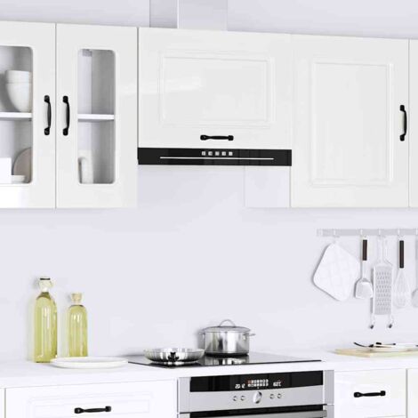 Armario de pared de cocina Kalmar blanca de alto brillo