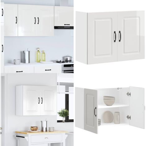 Armario de pared de cocina Kalmar blanca de alto brillo - Armario de pared - Almacenamiento de cocina