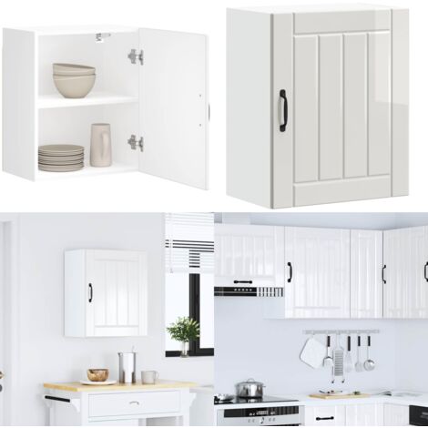 Armario de pared de cocina Lucca blanca de alto brillo - Armario de pared - Cocina organizada