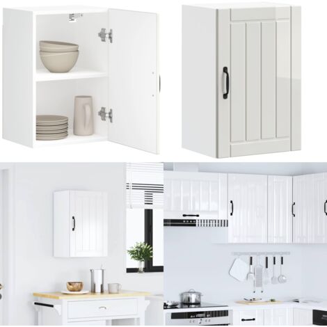 Armario de pared de cocina Lucca blanca de alto brillo - Armario de pared - Cocina organizada