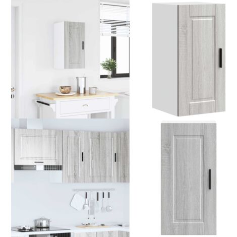 Armario de pared de cocina Porto gris sonoma madera ingeniería - Armario de pared - Almacenamiento de cocina