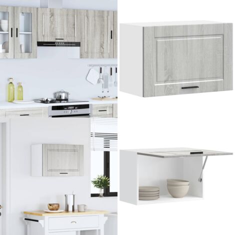 Armario de pared de cocina Porto gris sonoma madera ingeniería - Armario de pared - Almacenamiento de cocina