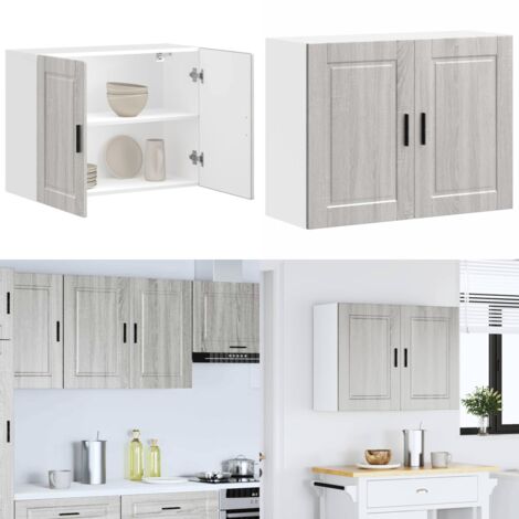 Armario de pared de cocina Porto gris sonoma madera ingeniería - Armario de pared - Almacenamiento de cocina