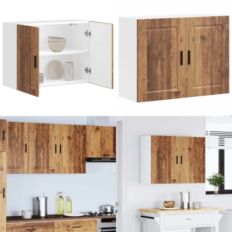 Armario de pared de cocina Porto madera vieja madera ingeniería - Armario de pared - Almacenamiento de cocina