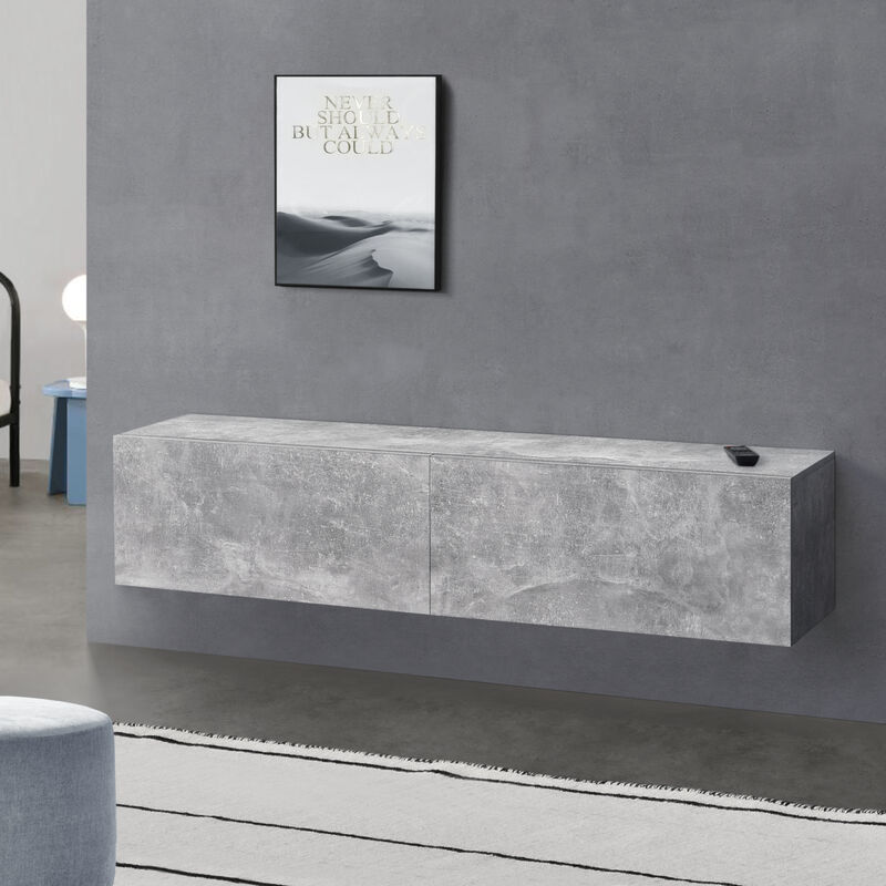 

Armario de pared Evaton - Mueble de TV de pared - 140 x 33 x 30 cm - Mesa de centro flotante - Consola de pared - Efecto hormigón