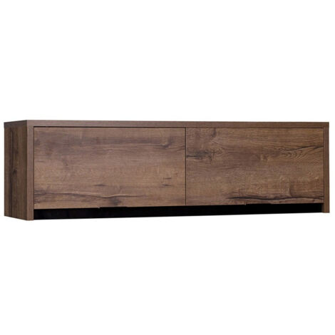Armario de pared Fivelbo 111, Roble del Monastery + Negro brillante, 32x120cm, Número de puertas: 235cm, Estanterías, Aglomerado laminado