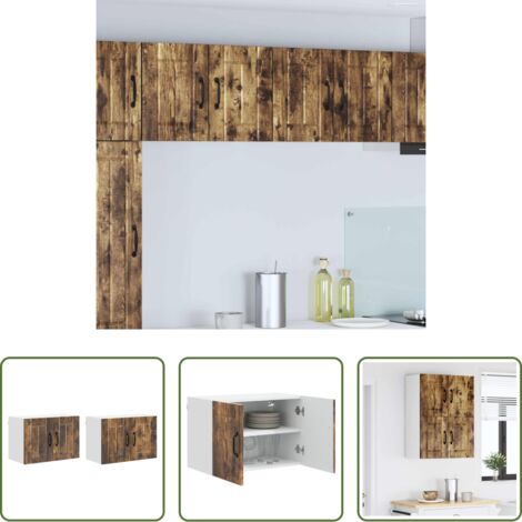 Armario de pared -  Gabinetes de pared de cocina con puerta 2 pcs Roble ahumado