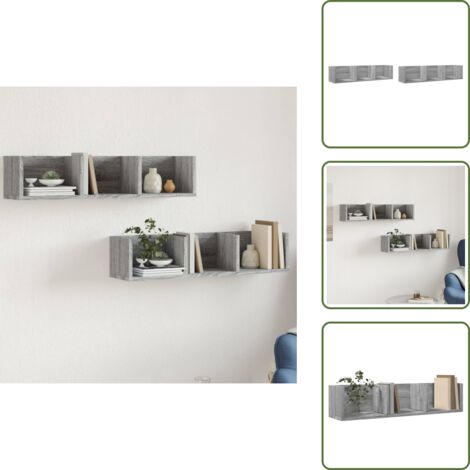 Armario de pared gris - vidaXL Muebles pared 2 uds madera ingeniería gris Sonoma 75x18x16,5 cm - Armario de pared Sonoma