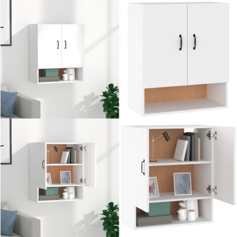 Armario de pared madera contrachapada blanco 60x31x70 cm - Armario de madera - Armario blanco