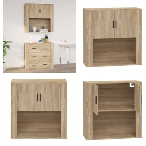 Armario de pared madera contrachapada roble sonoma 80x33x80 cm - Armario colgante - Armario de madera