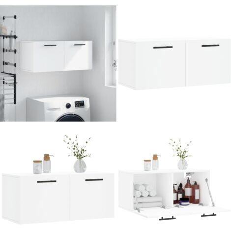 Armario de pared madera de ingeniería blanco 80x36,5x35 cm - Armario de madera - Armario de pared blanco