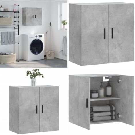 Armario de pared madera de ingeniería gris hormigón 60x31x60 cm - Armario de madera - Armario de pared gris hormigón