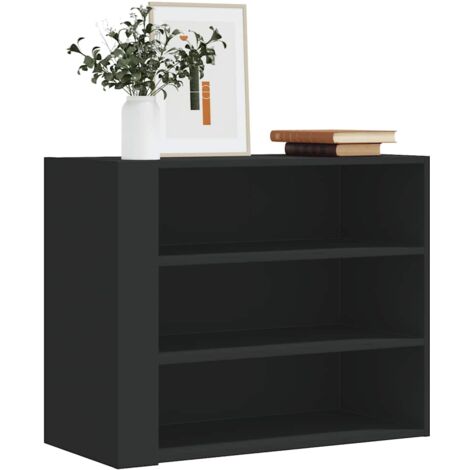 Armario de pared madera de ingeniería negro 75x35x60 cm